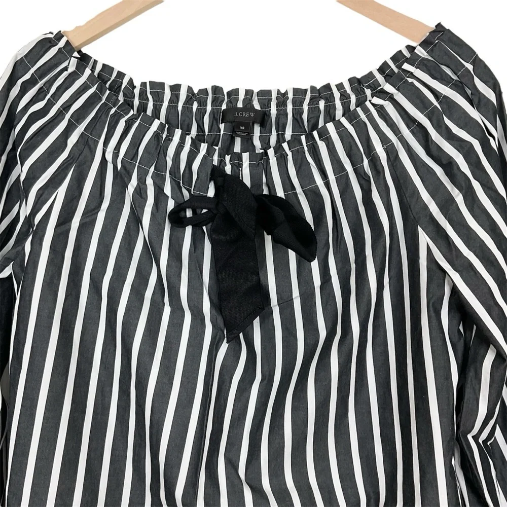 J. Crew Striped Off The Shoulder Top With Bow Size XS